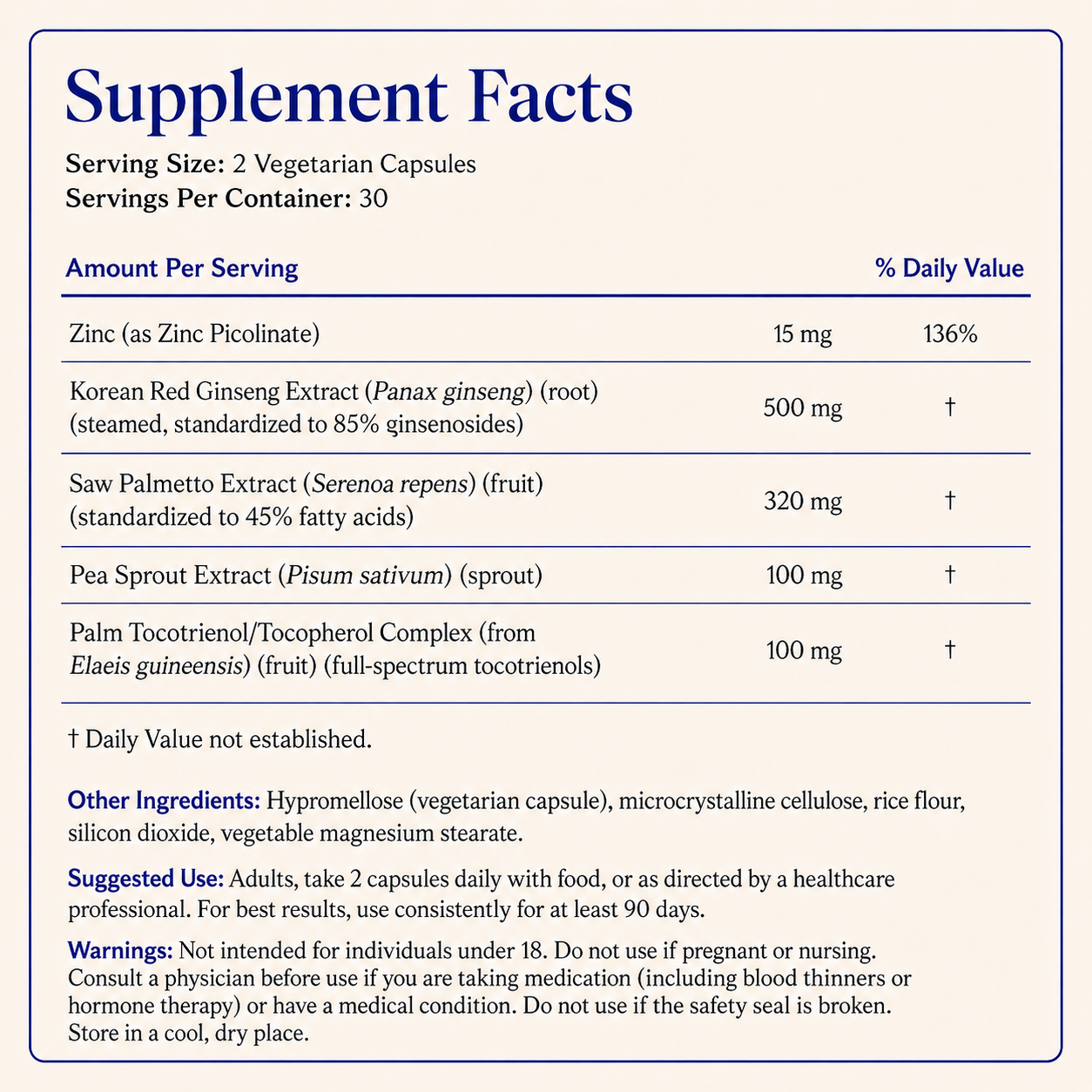 Korean Red Ginseng with Pea Sprout Extract + Saw Palmetto